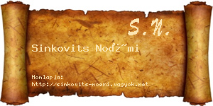 Sinkovits Noémi névjegykártya